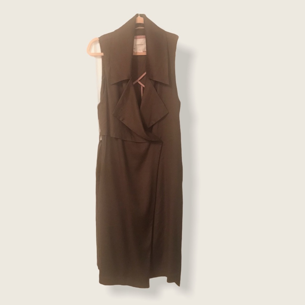 NWOT Army green Anthropologie linen wrap dress - Picture 10 of 10